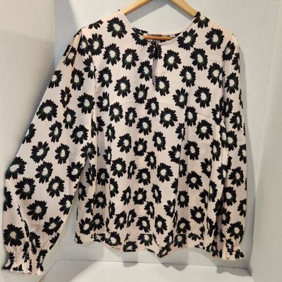 Ted Baker Long Sleeve Top With Keyhole, Flower Print - Pink, Medium - Picture 2 of 4